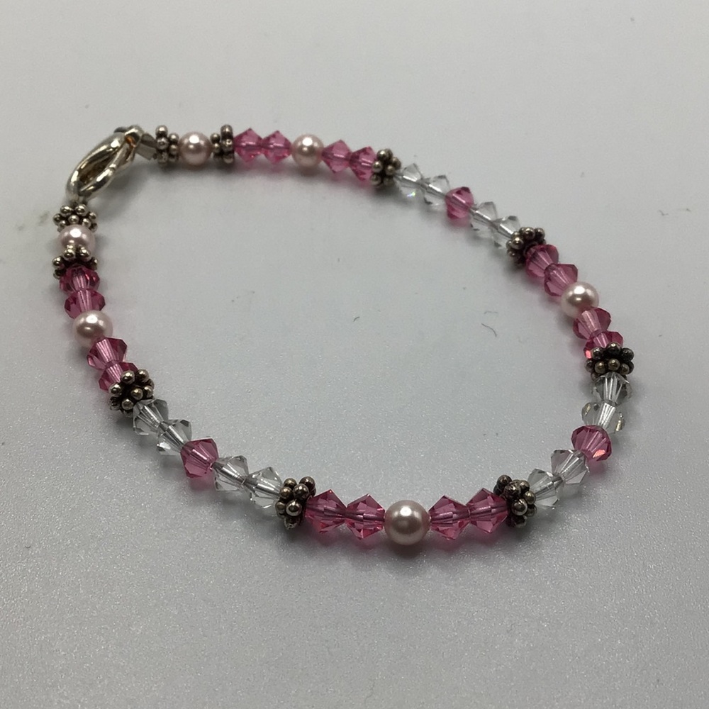 Elegant Pink and Silver Beaded Bracelet